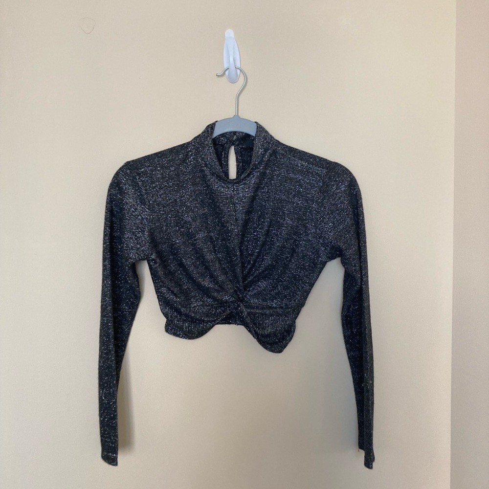 Forever 21 Cropped Sparkly Long Sleeve